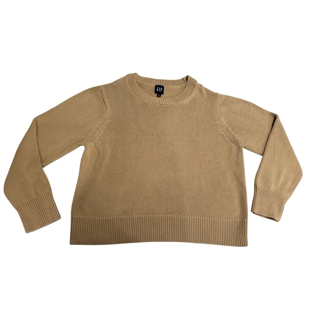 WOMAN GAP PULLOVER CREWNECK SWEATER Size XL LONG SLEEVE 100% COTTON Camel